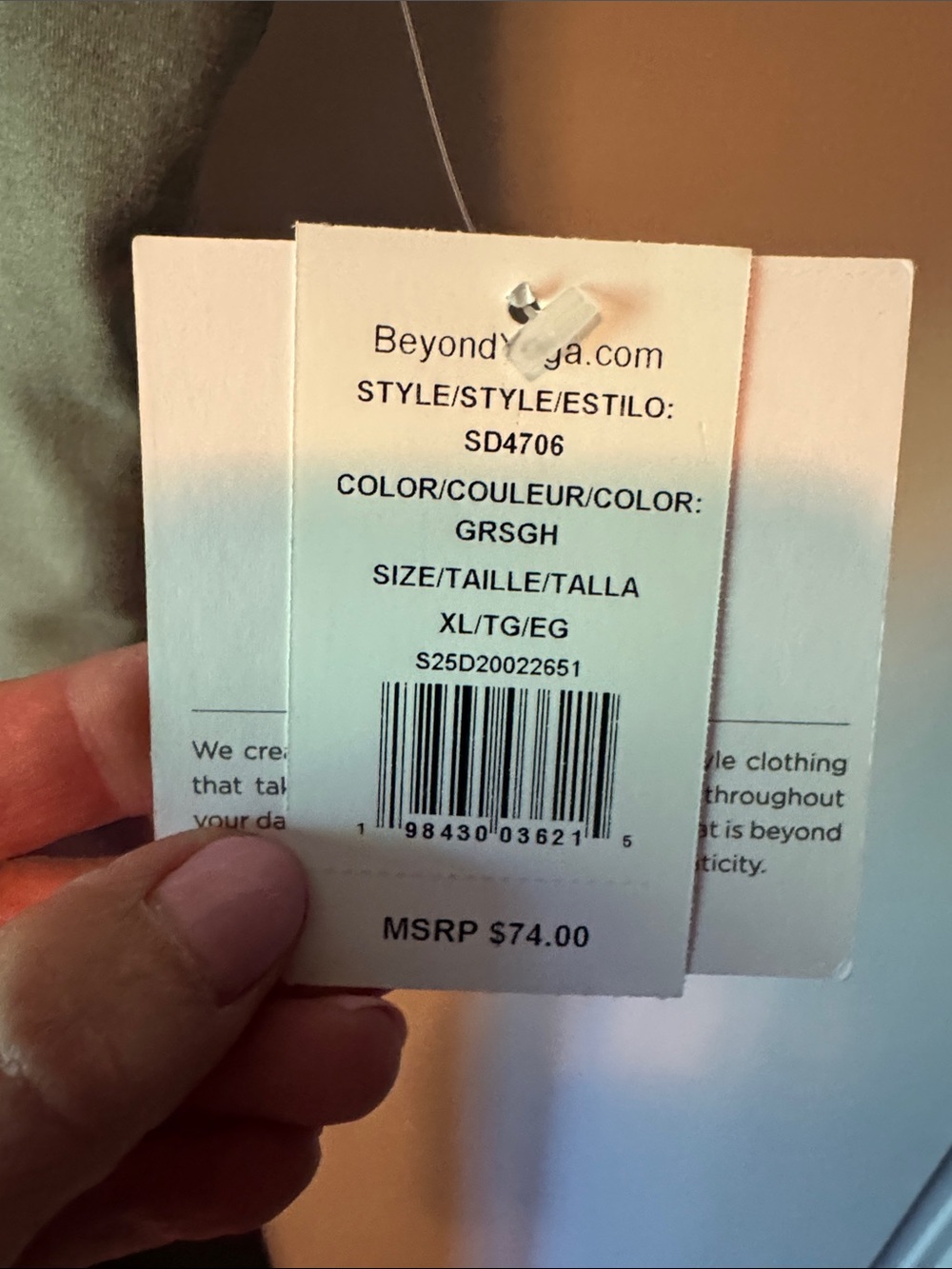 Beyond Yoga Spacedye™ Good Day Cropped Tank Grey Sage Heather NWT - Picture 4 of 5